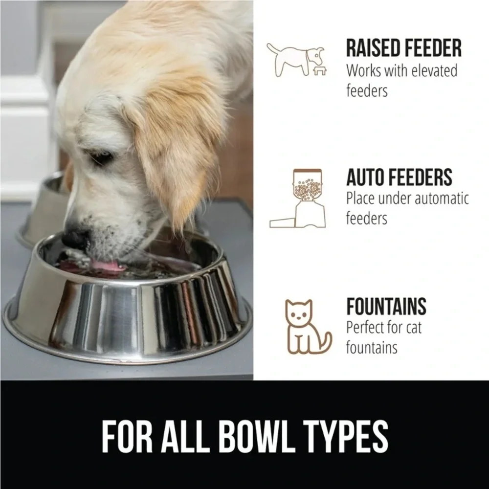 GORILLA GRIP Gray 18x12” Waterproof Silicone Dog & Cat Feeding Bowl Tray NWT